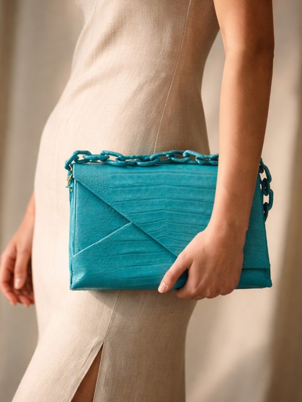 Nancy Gonzalez Turquoise Genuine Crocodile Leather Shoulder Bag Luxurious Purse